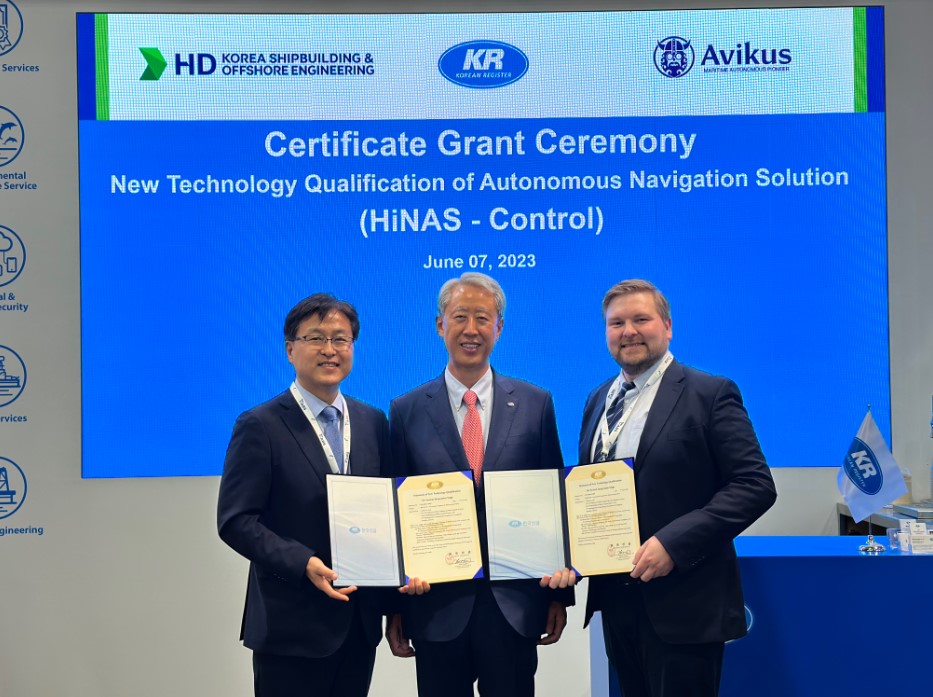 KR Grants First New Technical Qualification (NTQ) Statement for HiNAS-Control A pioneering autonomou